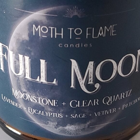 FULL MOON RITUAL CANDLE- MOTH TO FLAME -MOONSTONE CLEAR QUARTZ| CRYSTAL-INFUSED - Picture 2 of 4